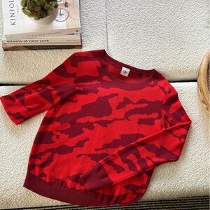 CAbi Red and Burgundy Patterned Sweater